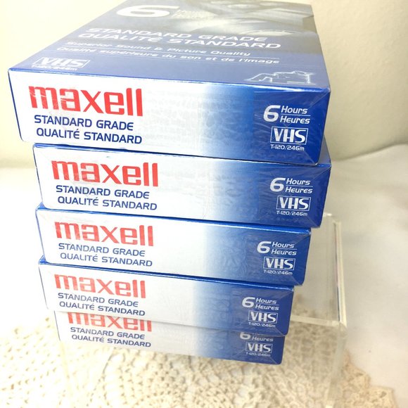 Lot of 5 Maxell 6 Hour T-120 blank VHS NWT - Picture 4 of 9
